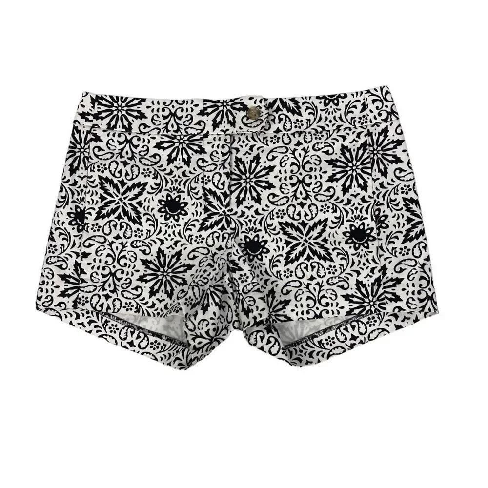 J. Crew Black White Printed Chino Shorts size 0